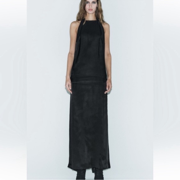 NWT Zara Studio Black Open Back Maxi Formal Dress Size M - Picture 4 of 13